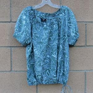 Mossimo Cool Peasant Top Fern Print XXL